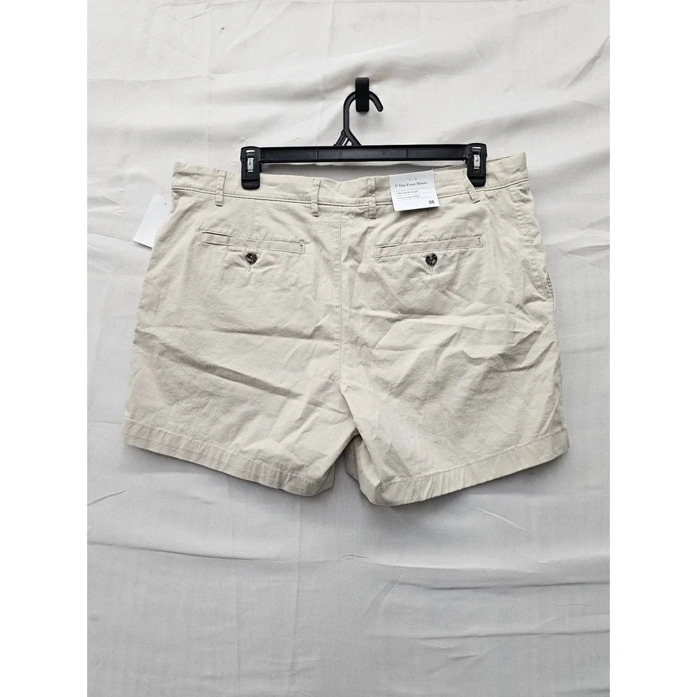 Goodfellow & Co Mens Flat-Front Shorts Beige Cotton Blend Casual Size 38